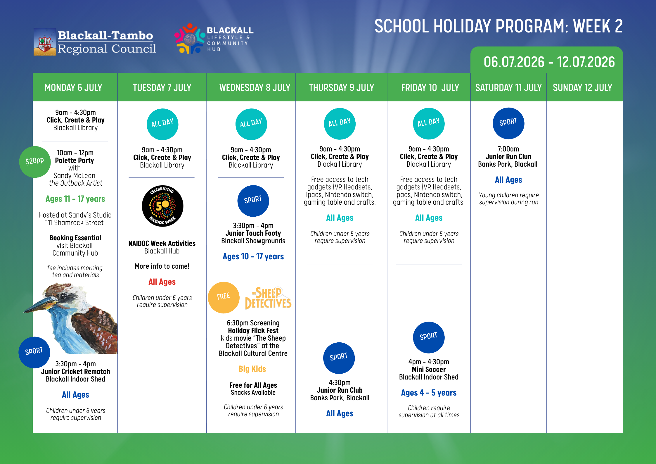 School Holiday Program June July 2026 Blackall Week 2