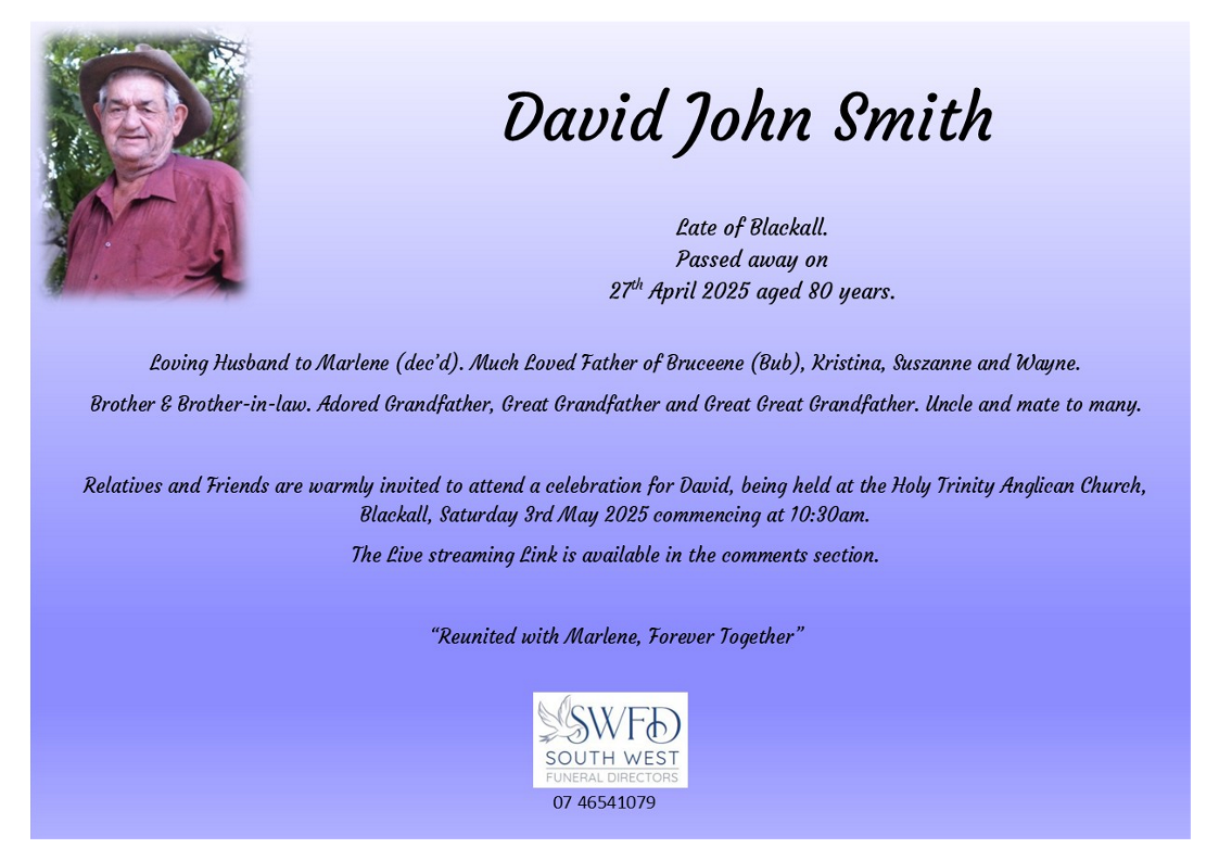 Emelita Furneaux funeral notice, funeral service being held at St. Patrick's Catholic Church Blackall on Monday, 17 of March, 10:30am.